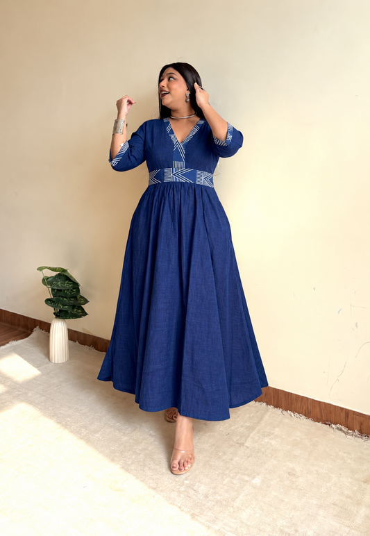 Navy Fit & Flare Dress