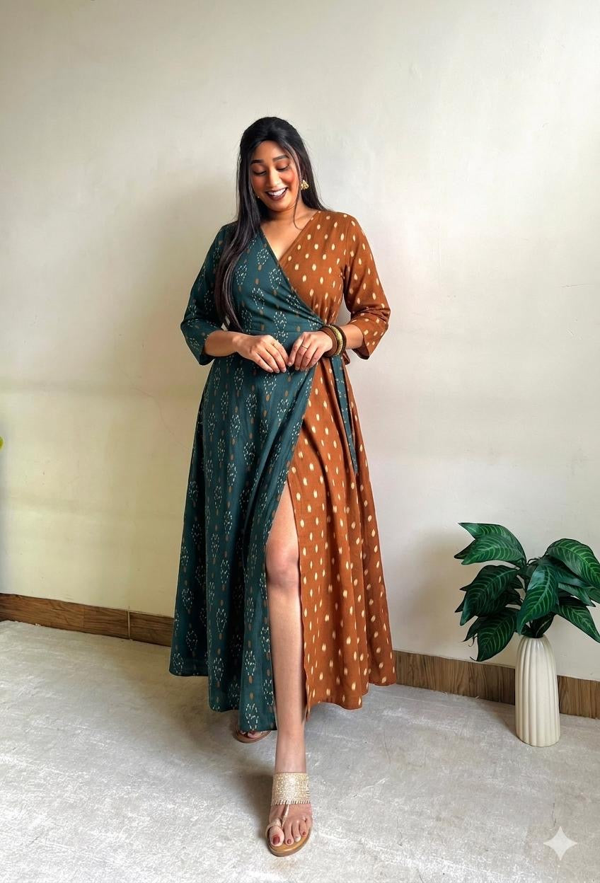 Sania Half & Half Wrap Dress