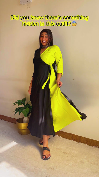 Black Lemon Wrap Dress
