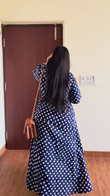 Blue Polka Shirt Dress