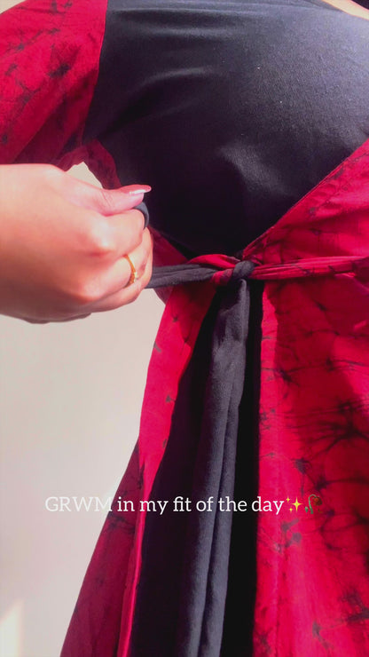 Miraya Half & Half Wrap Dress