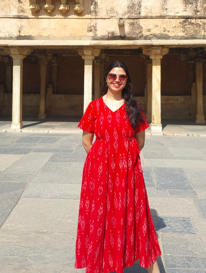 Zoya Red Angrakha Dress