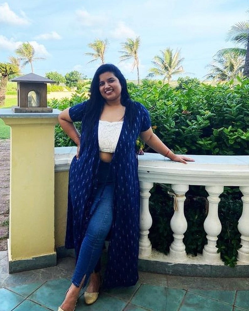 Gargi Blue Ikat Wrap Dress