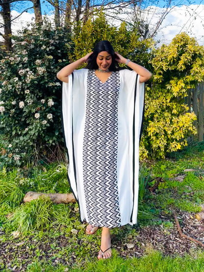 Saba Black & White Panel Kaftan (S)