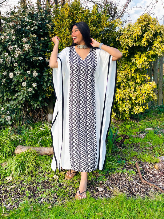 Saba Black & White Panel Kaftan (S)
