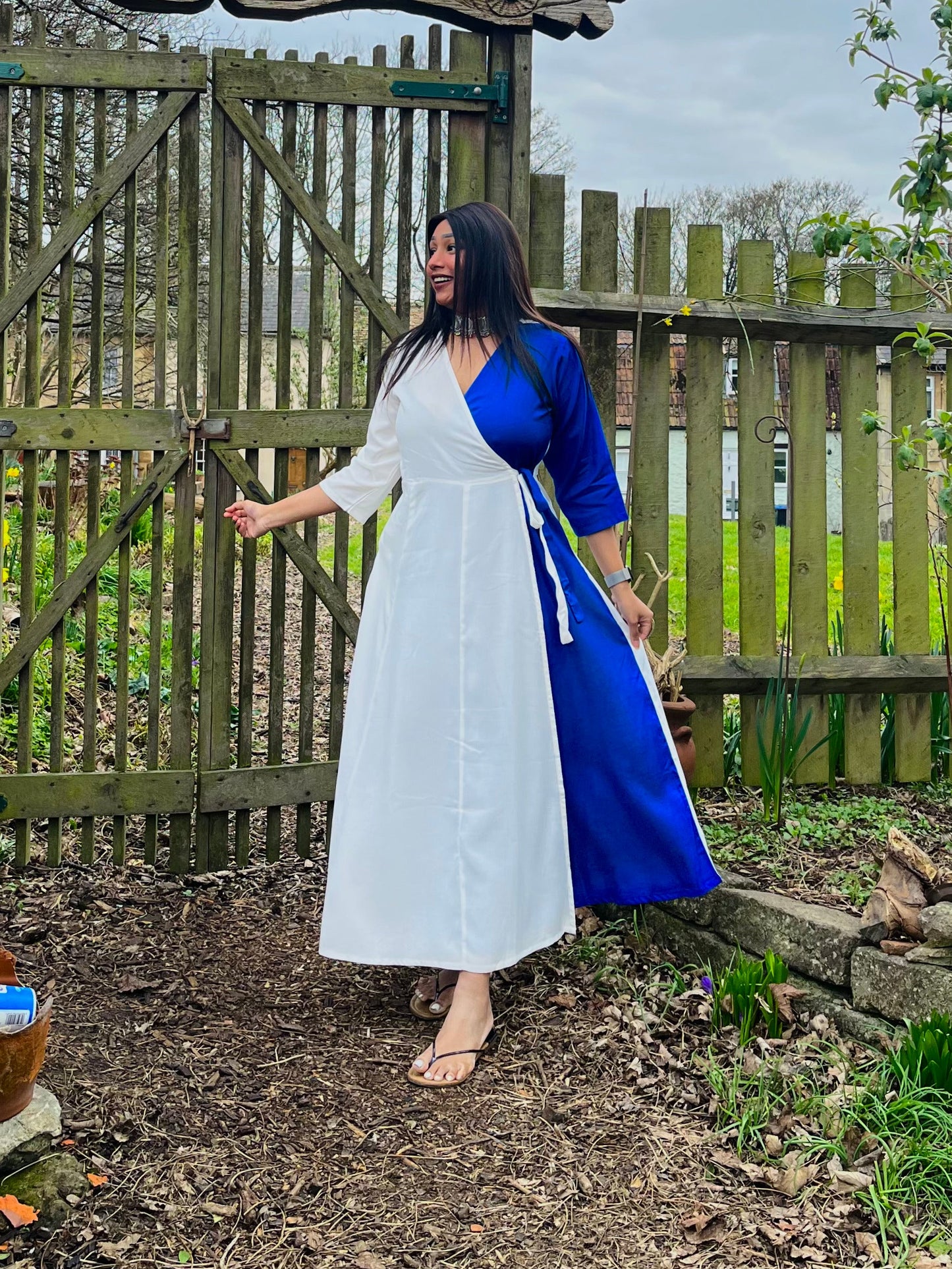 Royal Blue Half & Half Wrap Dress