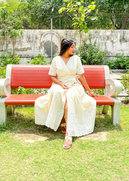 Ruhi Chikankari Wrap Dress
