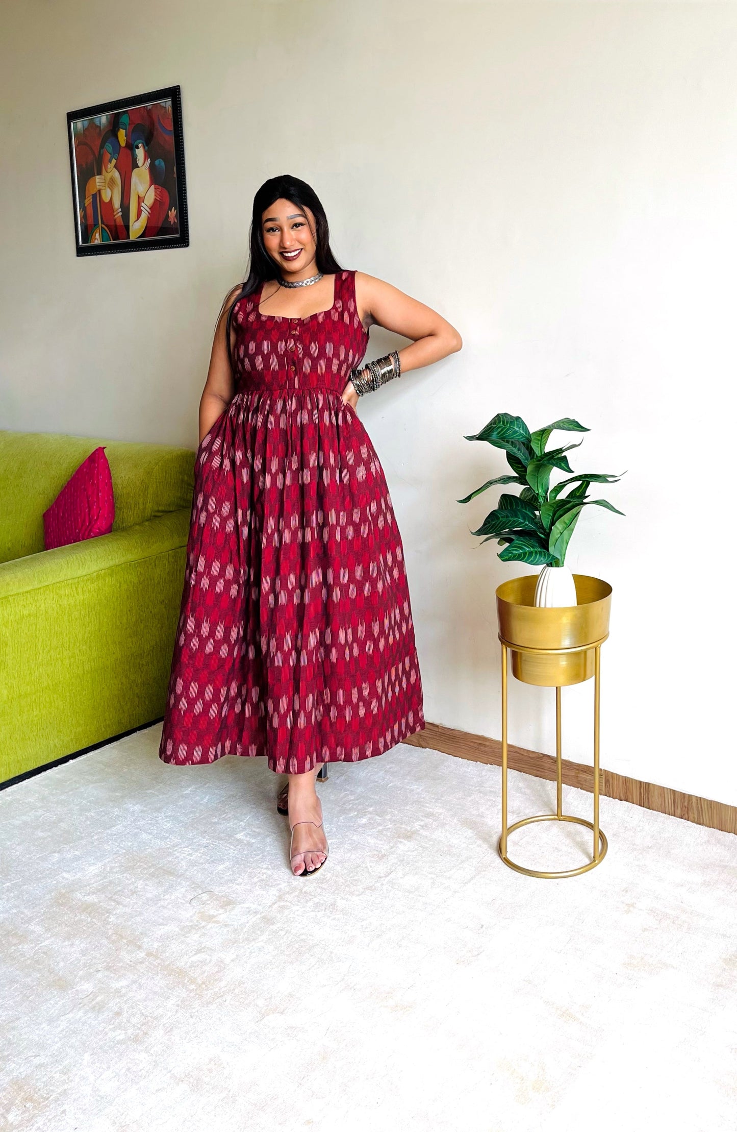 Naina Maroon Maxi Dress