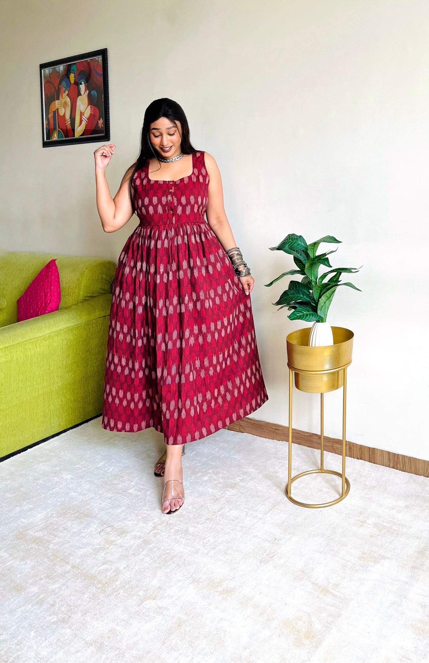 Naina Maroon Maxi Dress