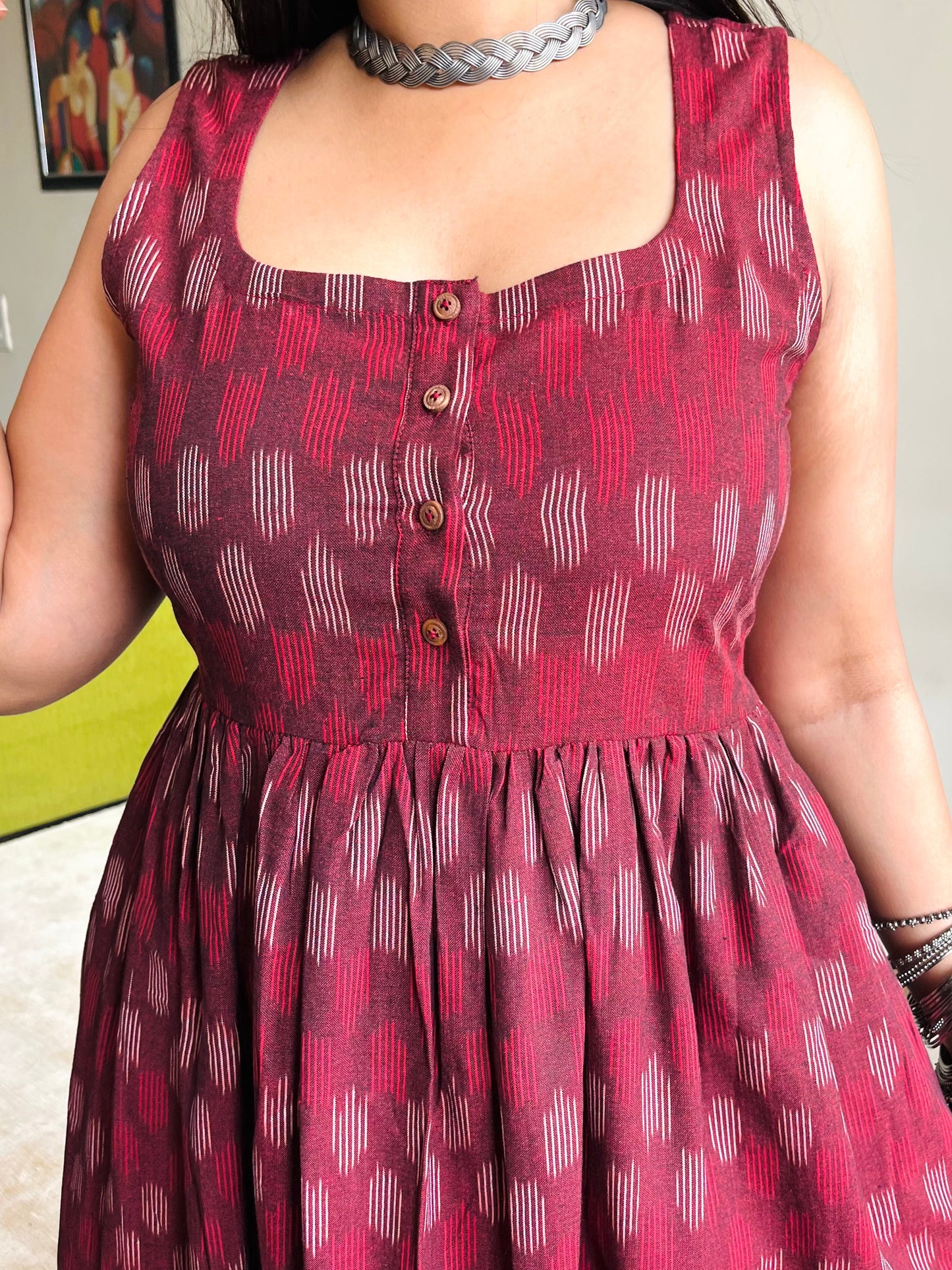 Naina Maroon Maxi Dress