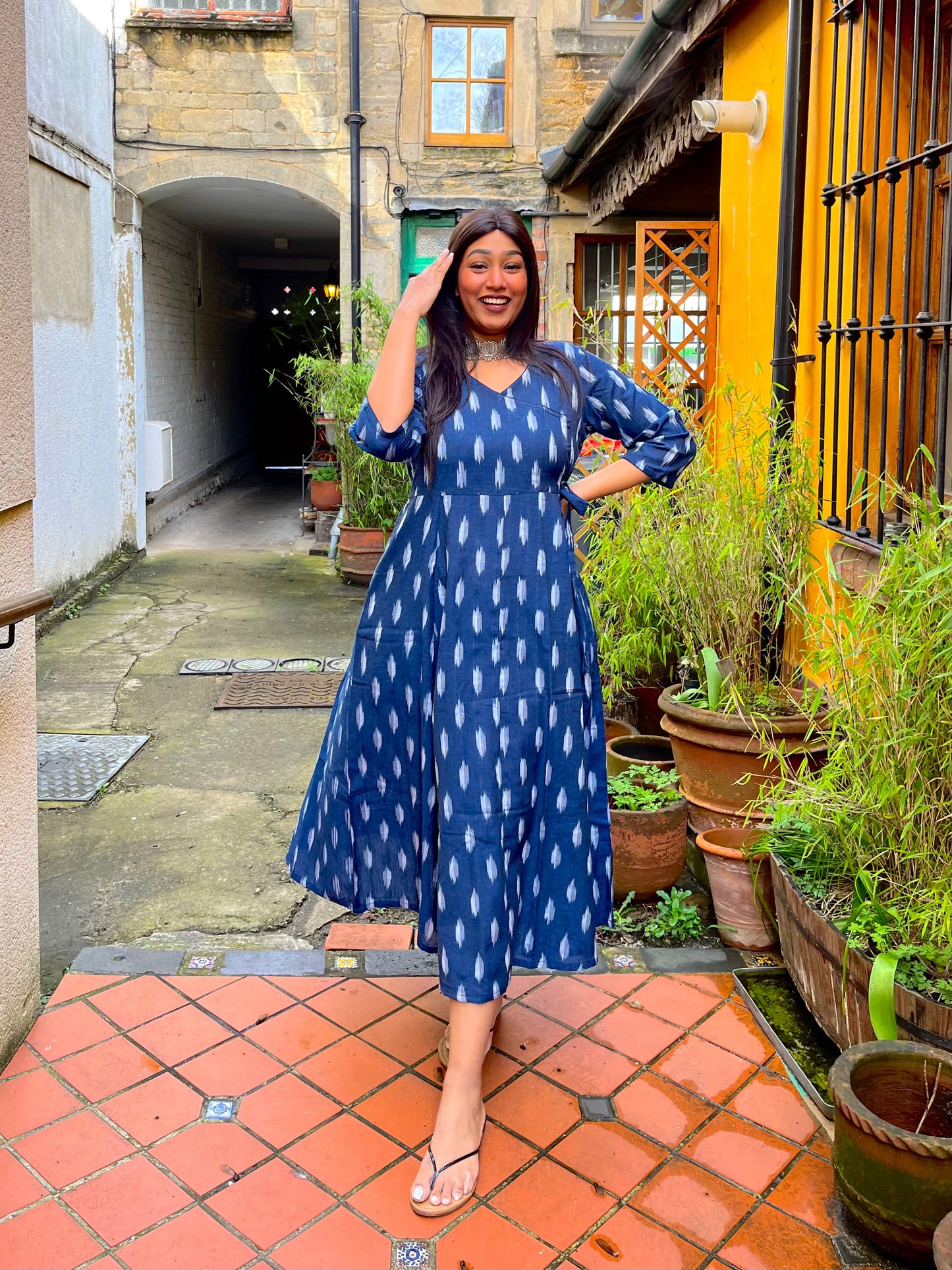 Ash Blue Angrakha Dress
