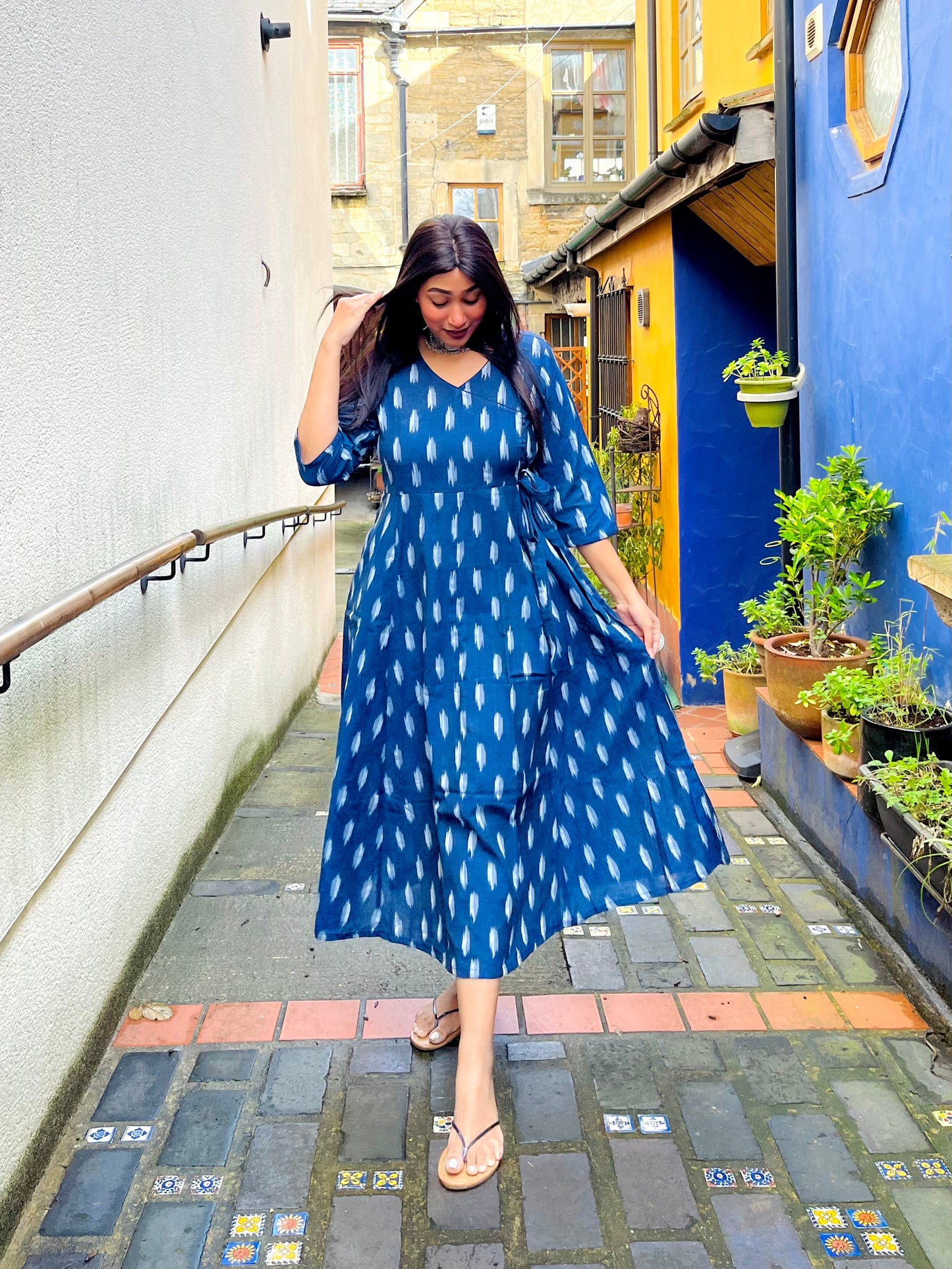 Ash Blue Angrakha Dress