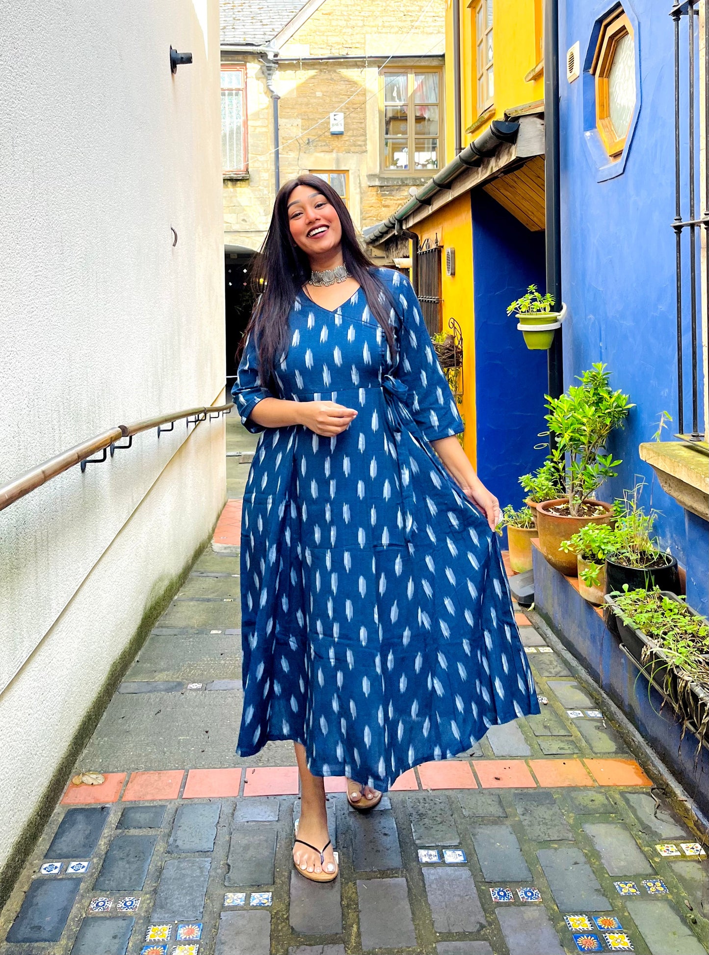 Ash Blue Angrakha Dress