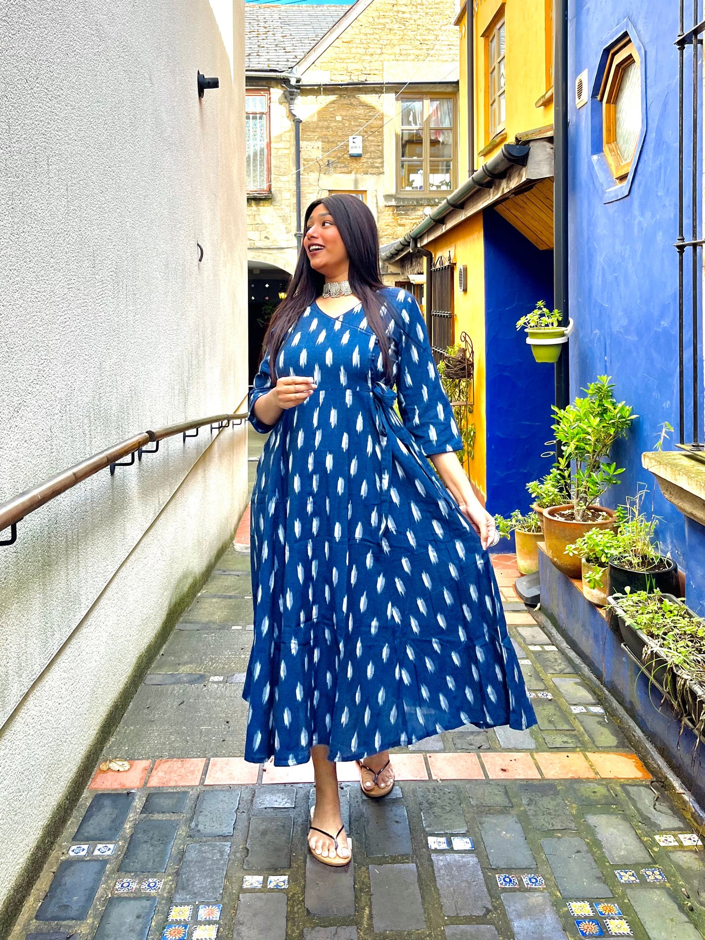 Ash Blue Angrakha Dress