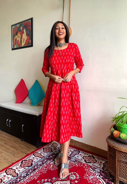 Scarlet Ikat Flare Dress
