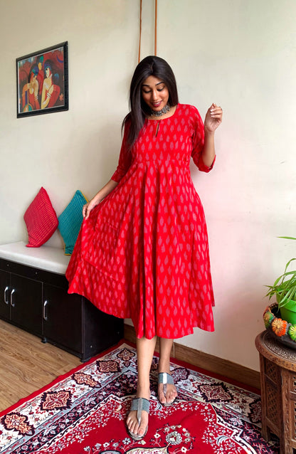 Scarlet Ikat Flare Dress